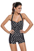 Polka Dot Front Monochrome One Piece Swimwear